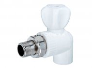 Кран полипропиленовый шаровый угловой 20х1/2" накидная гайка